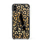 Personalised Leopard Print Gold Apple iPhone Xs Max Impact Case Black Edge on Black Phone
