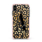 Personalised Leopard Print Gold Apple iPhone Xs Max Impact Case Pink Edge on Black Phone