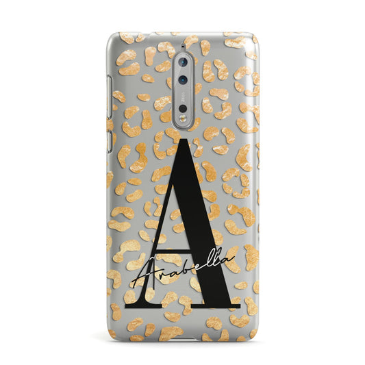 Personalised Leopard Print Gold Nokia Case