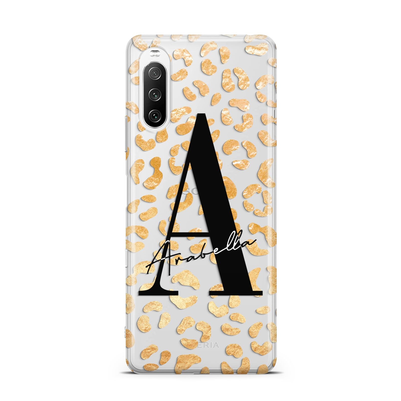 Personalised Leopard Print Gold Sony Xperia 10 III Case