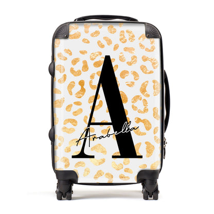 Personalised Leopard Print Gold Suitcase