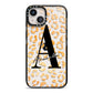 Personalised Leopard Print Gold iPhone 13 Black Impact Case on Silver phone