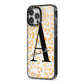 Personalised Leopard Print Gold iPhone 13 Pro Max Black Impact Case Side Angle on Silver phone