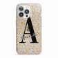 Personalised Leopard Print Gold iPhone 13 Pro TPU Impact Case with Pink Edges