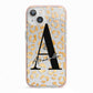 Personalised Leopard Print Gold iPhone 13 TPU Impact Case with Pink Edges