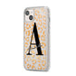 Personalised Leopard Print Gold iPhone 14 Plus Clear Tough Case Starlight Angled Image