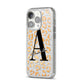 Personalised Leopard Print Gold iPhone 14 Pro Glitter Tough Case Silver Angled Image