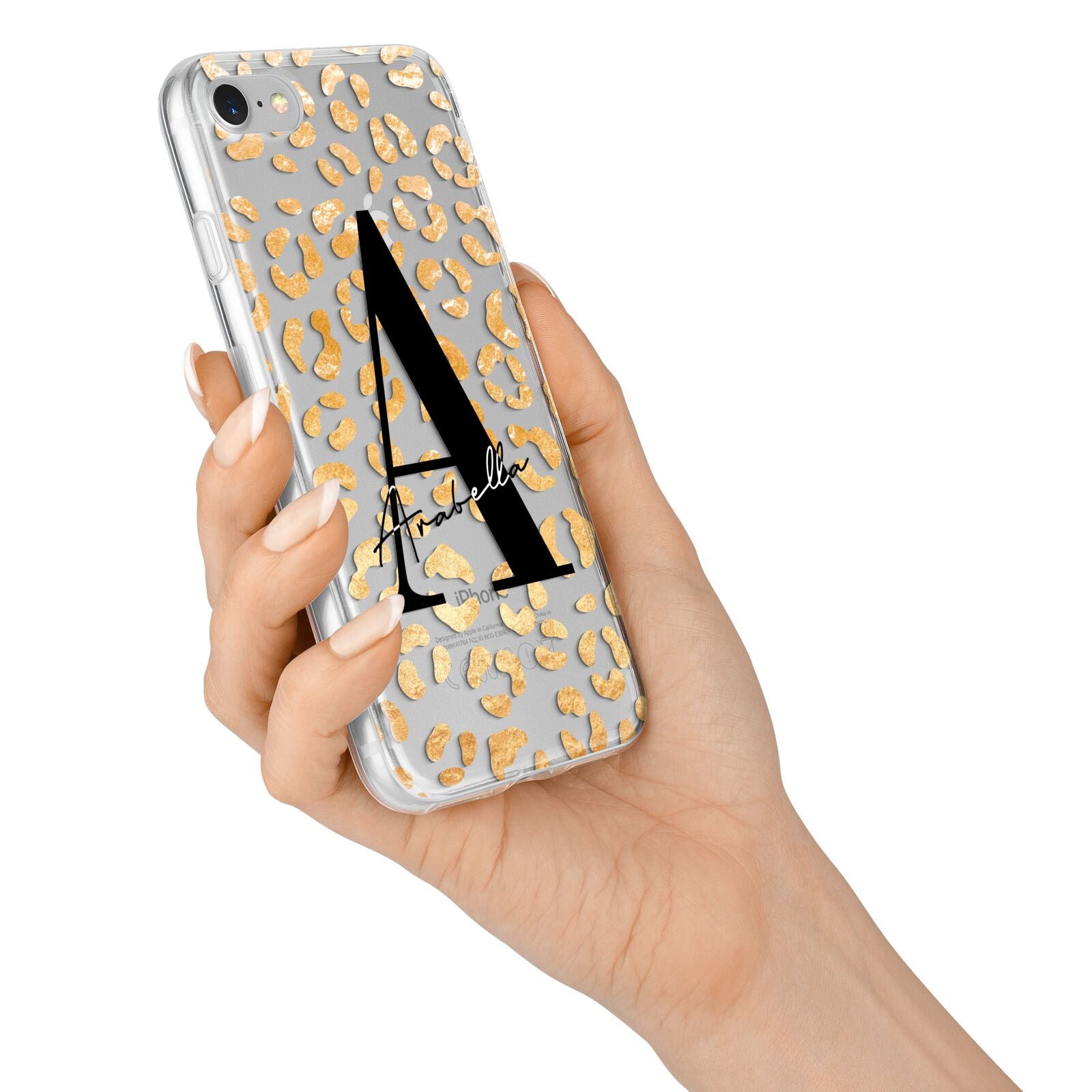 Personalised Leopard Print Gold iPhone 7 Bumper Case on Silver iPhone Alternative Image