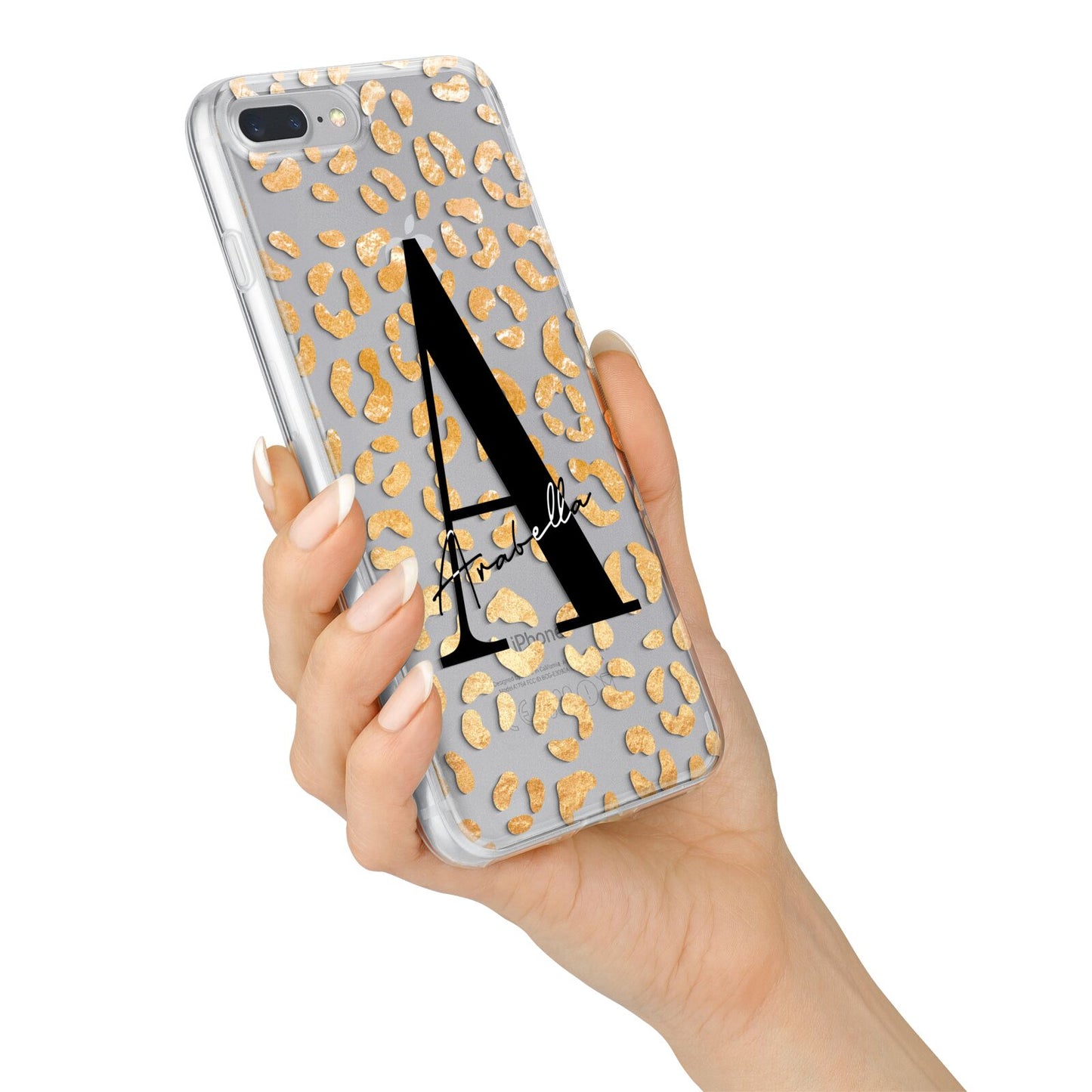 Personalised Leopard Print Gold iPhone 7 Plus Bumper Case on Silver iPhone Alternative Image