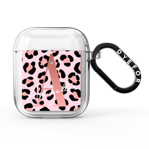 Personalised Leopard Print Initial AirPods Case