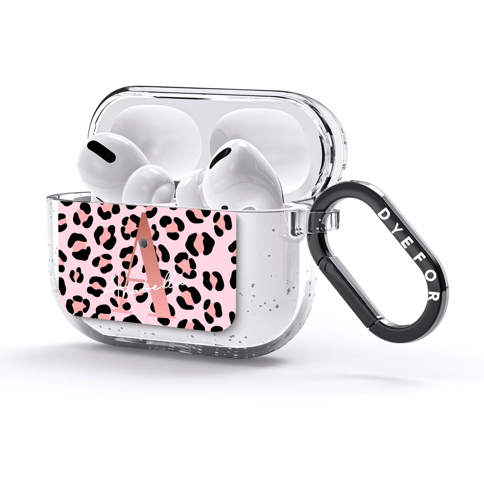 Personalised Leopard Print Initial AirPods Glitter Case 3rd Gen Side Image