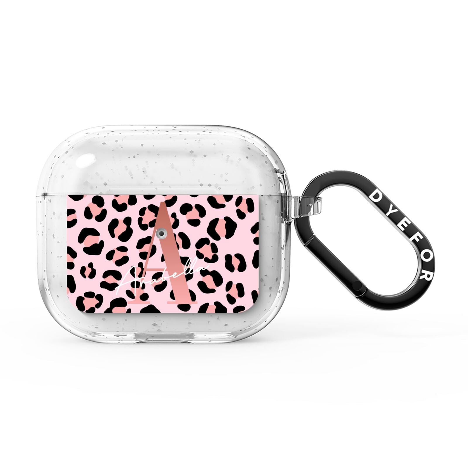 Personalised Leopard Print Initial AirPods Glitter Case 3rd Gen