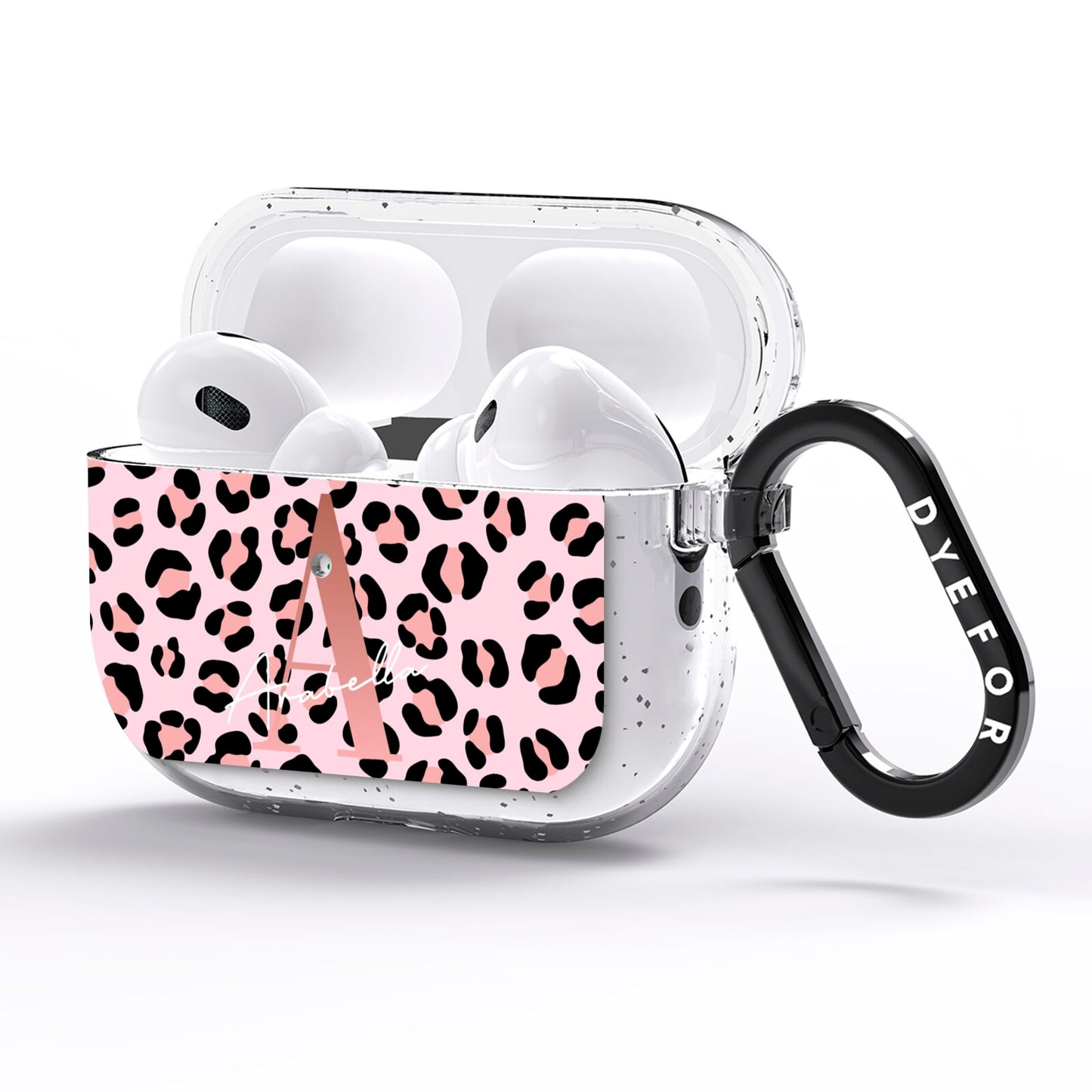 Personalised Leopard Print Initial AirPods Pro Glitter Case Side Image