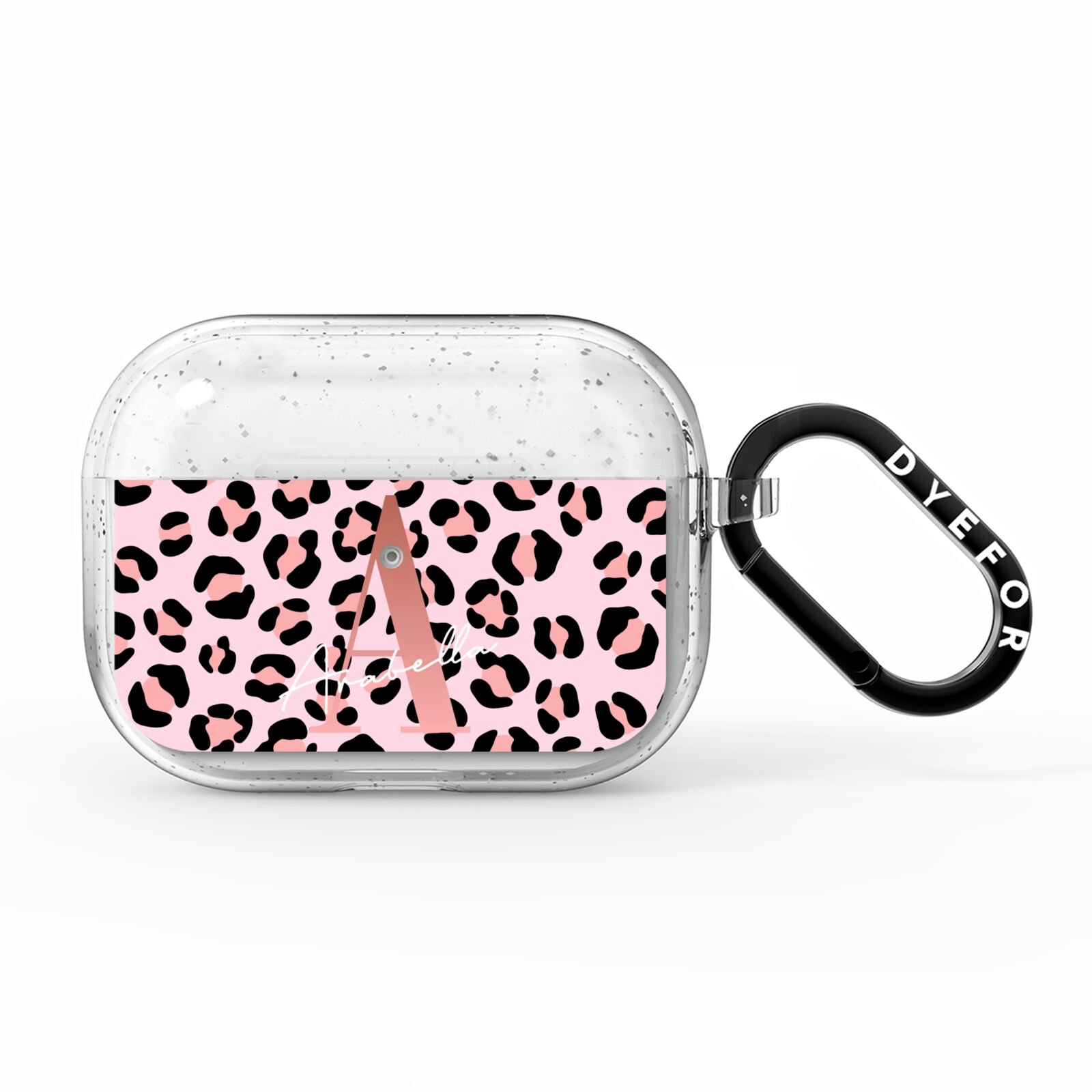 Personalised Leopard Print Initial AirPods Pro Glitter Case