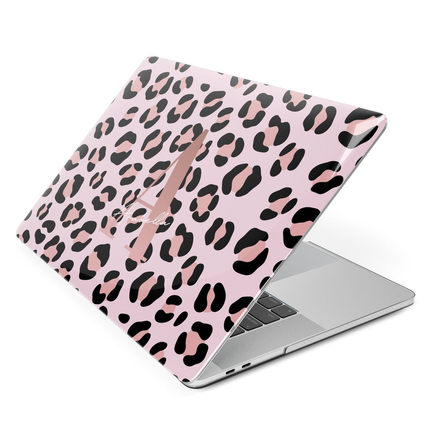Personalised Leopard Print Initial Apple MacBook Case Side View