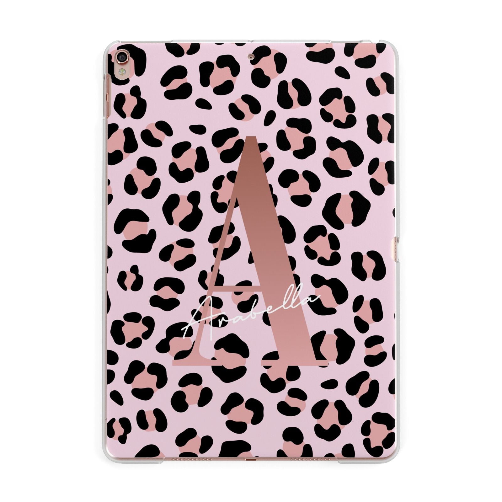 Personalised Leopard Print Initial Apple iPad Rose Gold Case