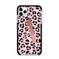 Personalised Leopard Print Initial Apple iPhone 11 Pro Max in Silver with Black Impact Case