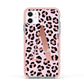 Personalised Leopard Print Initial Apple iPhone 11 in White with Pink Impact Case
