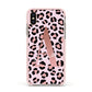 Personalised Leopard Print Initial Apple iPhone Xs Impact Case Pink Edge on Gold Phone