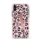Personalised Leopard Print Initial Apple iPhone Xs Impact Case Pink Edge on Silver Phone