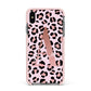 Personalised Leopard Print Initial Apple iPhone Xs Max Impact Case Pink Edge on Black Phone
