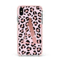Personalised Leopard Print Initial Apple iPhone Xs Max Impact Case Pink Edge on Silver Phone