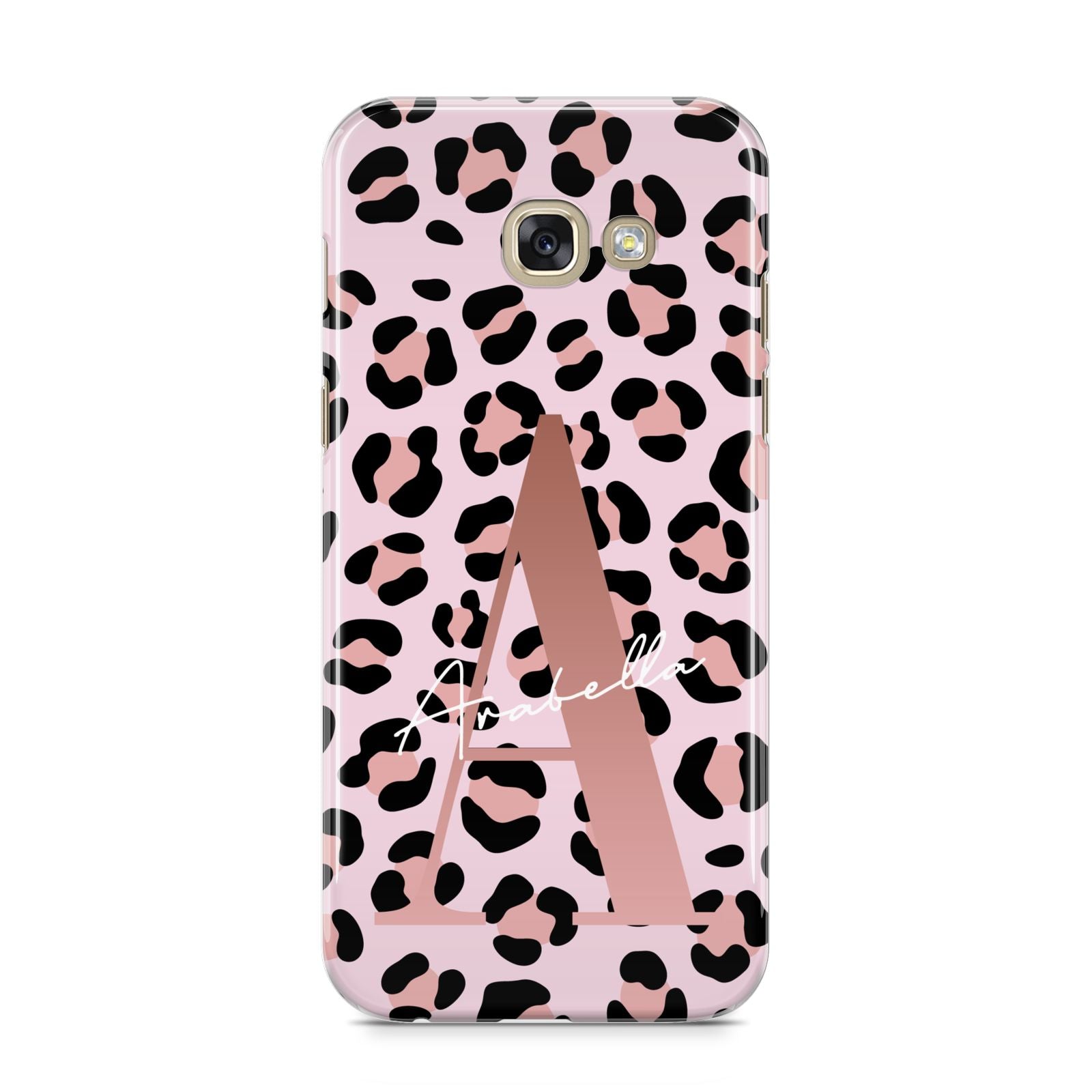 Personalised Leopard Print Initial Samsung Galaxy A5 2017 Case on gold phone