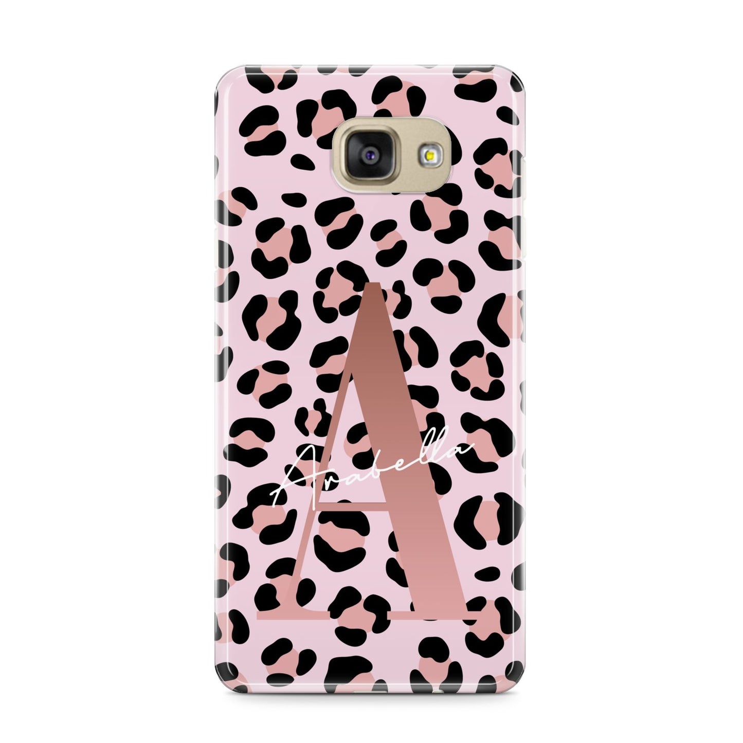 Personalised Leopard Print Initial Samsung Galaxy A9 2016 Case on gold phone