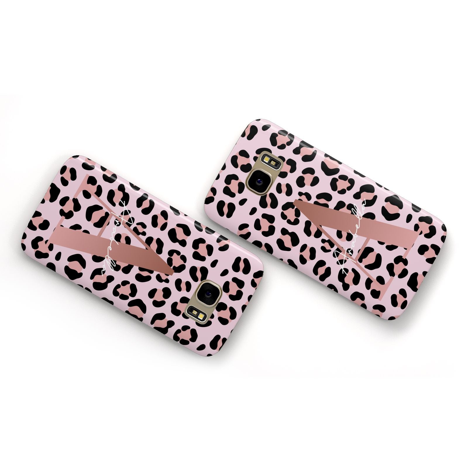 Personalised Leopard Print Initial Samsung Galaxy Case Flat Overview