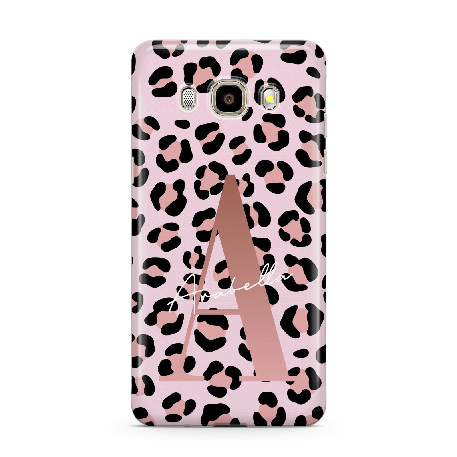 Personalised Leopard Print Initial Samsung Galaxy J7 2016 Case on gold phone