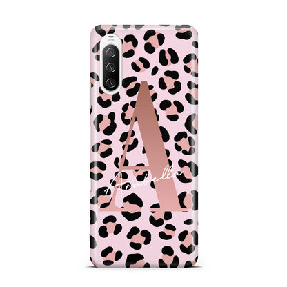 Personalised Leopard Print Initial Sony Xperia 10 III Case
