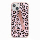 Personalised Leopard Print Initial iPhone 13 TPU Impact Case with Pink Edges