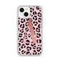 Personalised Leopard Print Initial iPhone 14 Clear Tough Case Starlight