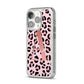 Personalised Leopard Print Initial iPhone 14 Pro Glitter Tough Case Silver Angled Image