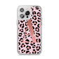 Personalised Leopard Print Initial iPhone 14 Pro Max Clear Tough Case Silver