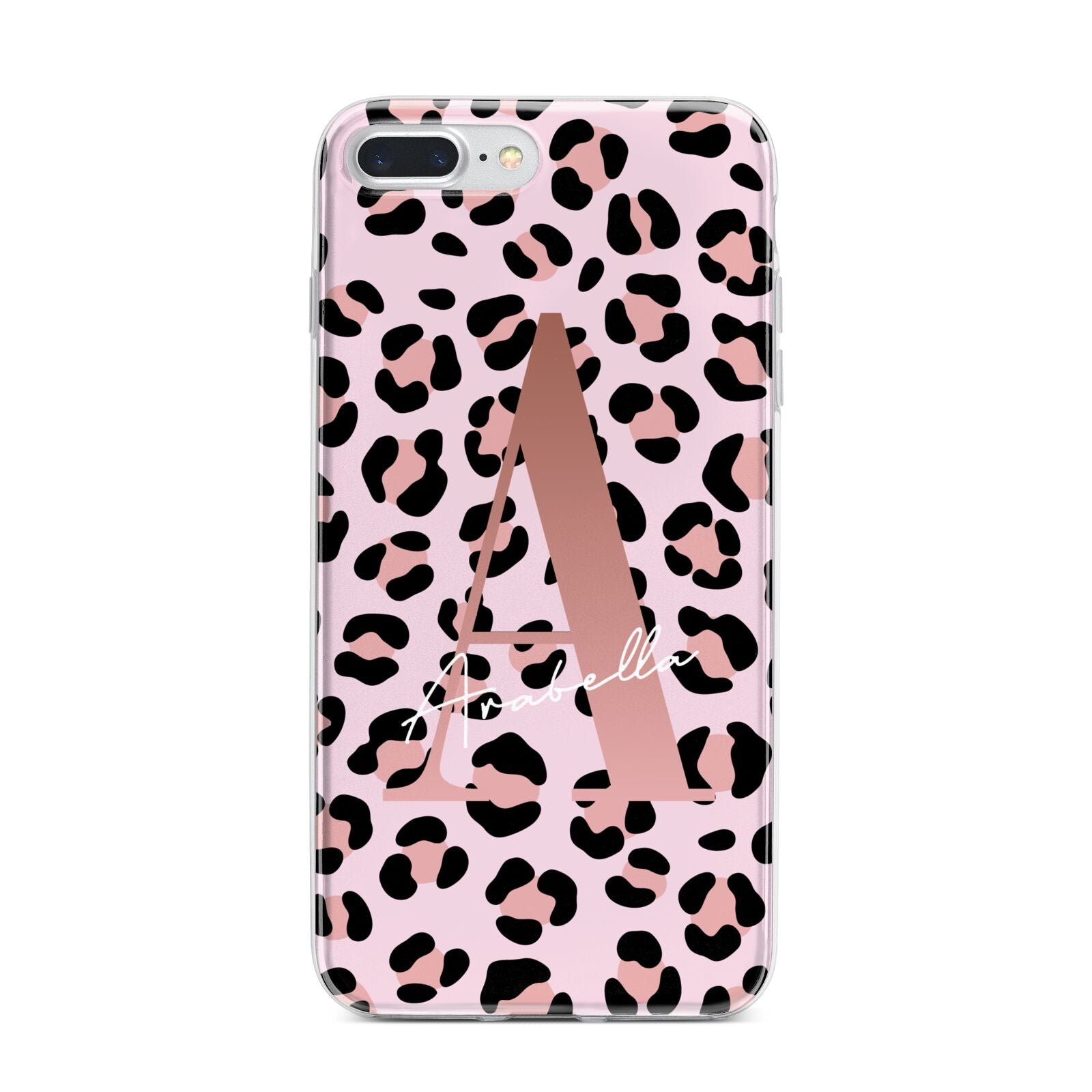 Personalised Leopard Print Initial iPhone 7 Plus Bumper Case on Silver iPhone