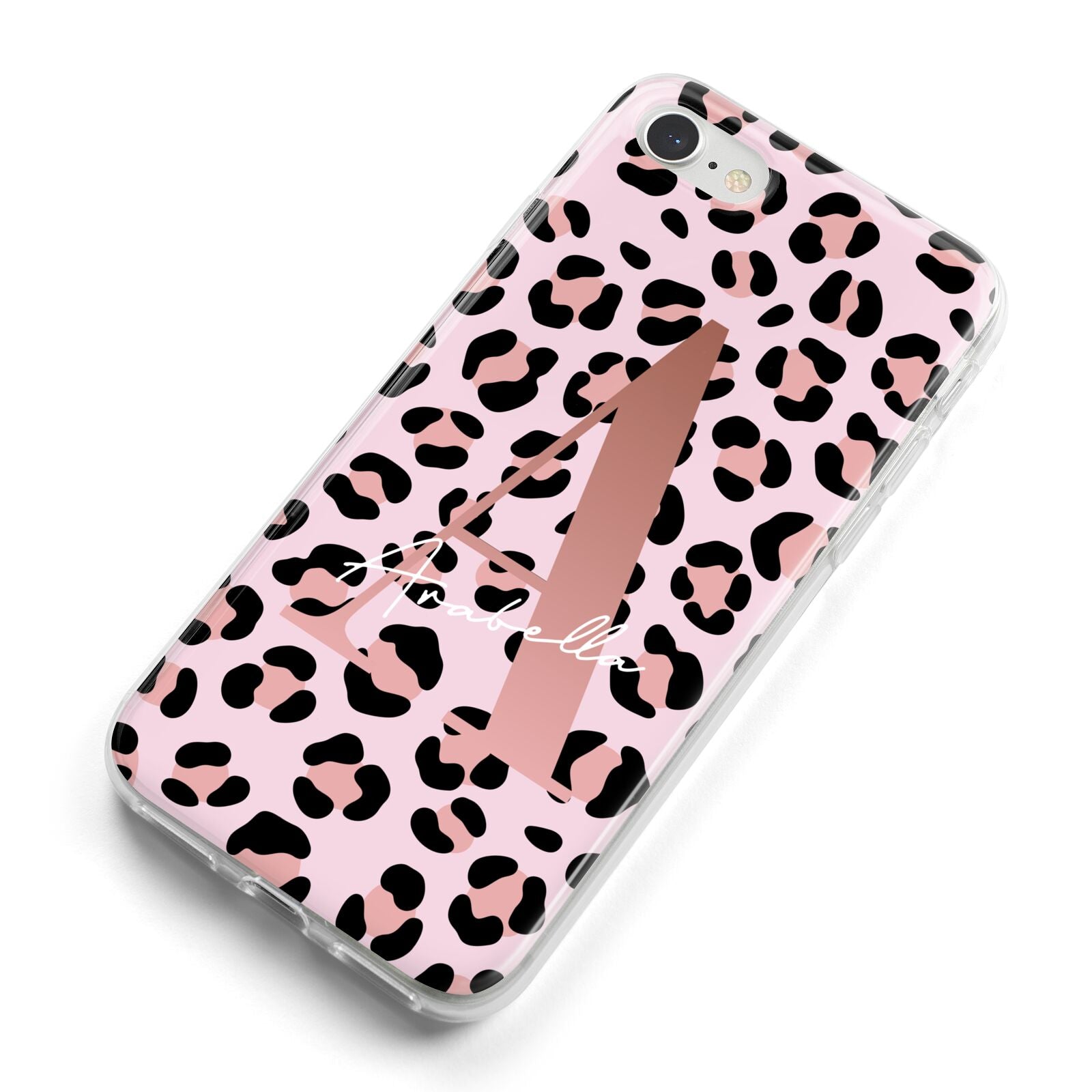 Personalised Leopard Print Initial iPhone 8 Bumper Case on Silver iPhone Alternative Image