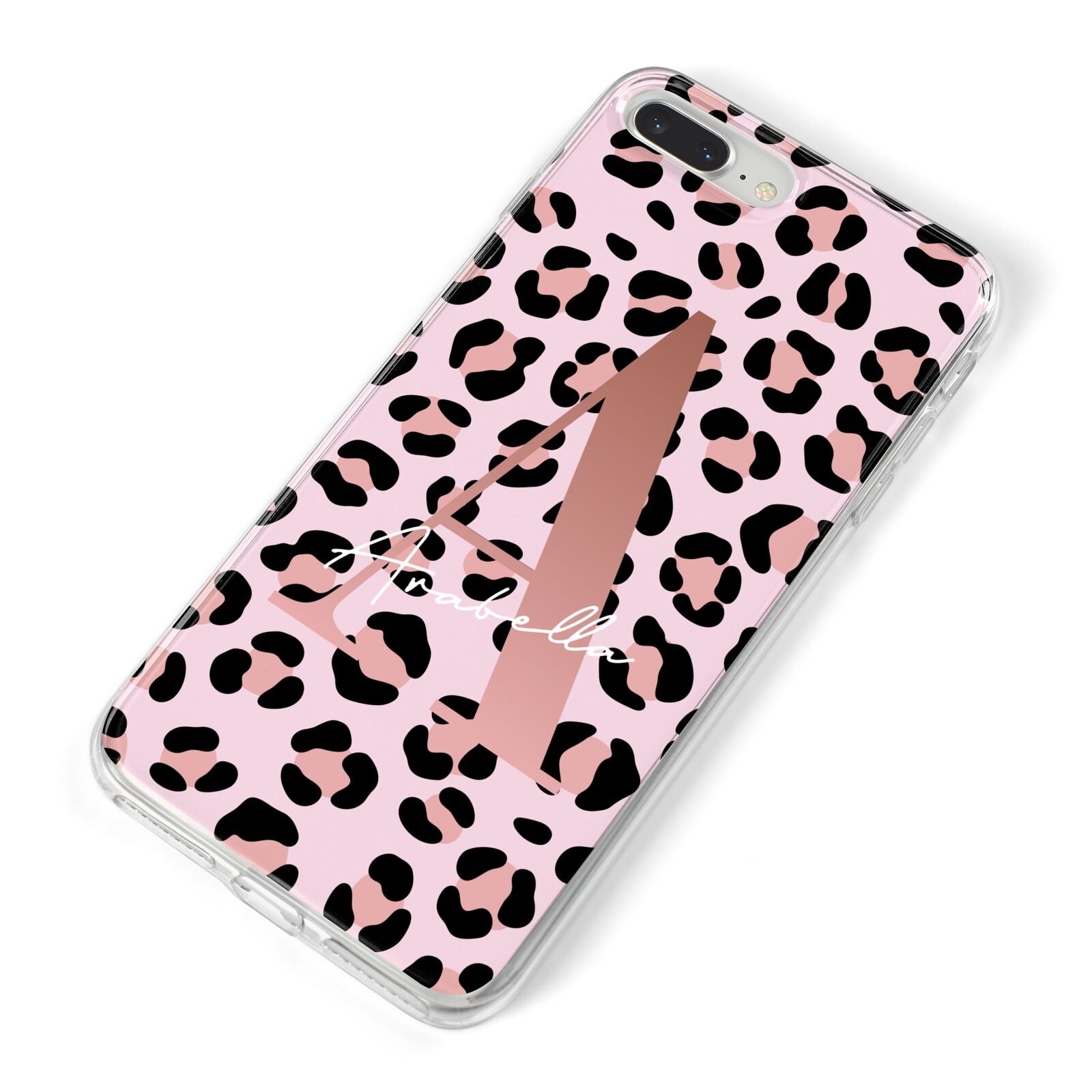 Personalised Leopard Print Initial iPhone 8 Plus Bumper Case on Silver iPhone Alternative Image