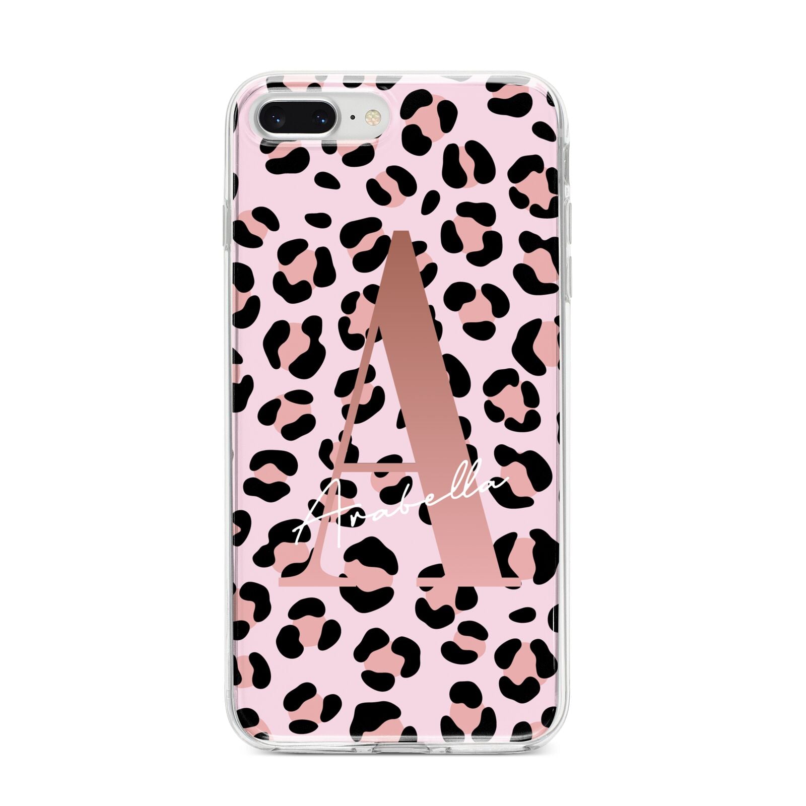 Personalised Leopard Print Initial iPhone 8 Plus Bumper Case on Silver iPhone
