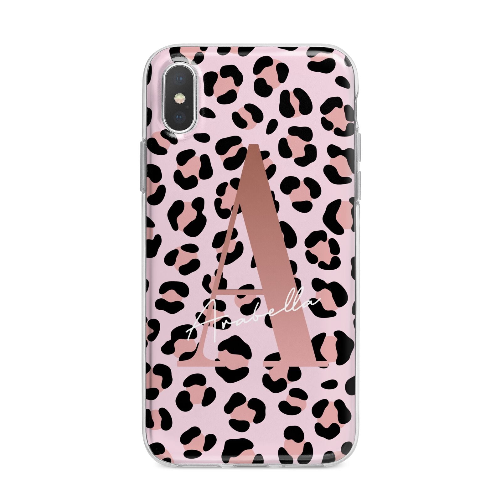 Personalised Leopard Print Initial iPhone X Bumper Case on Silver iPhone Alternative Image 1