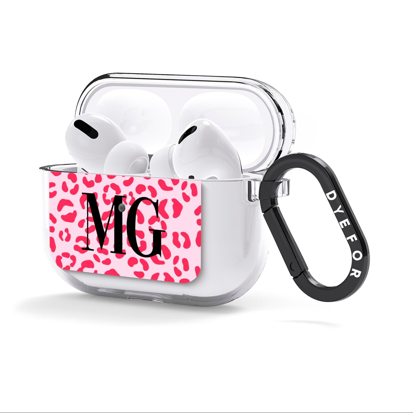 Personalised Leopard Print Initials AirPods Clear Case 3rd Gen Side Image