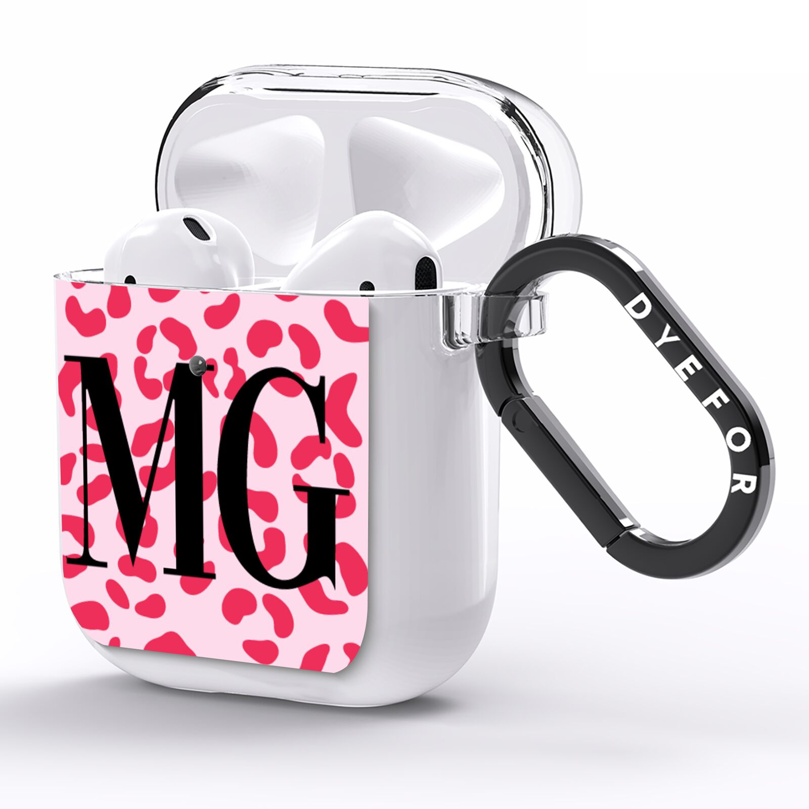 Personalised Leopard Print Initials AirPods Clear Case Side Image