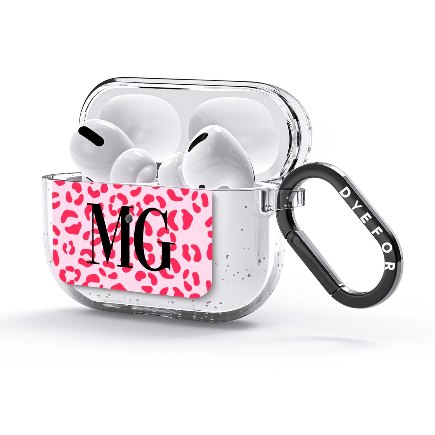 Personalised Leopard Print Initials AirPods Glitter Case 3rd Gen Side Image