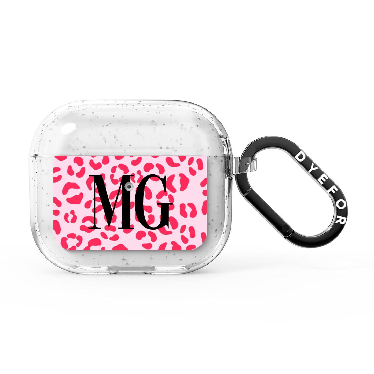 Personalised Leopard Print Initials AirPods Glitter Case 3rd Gen