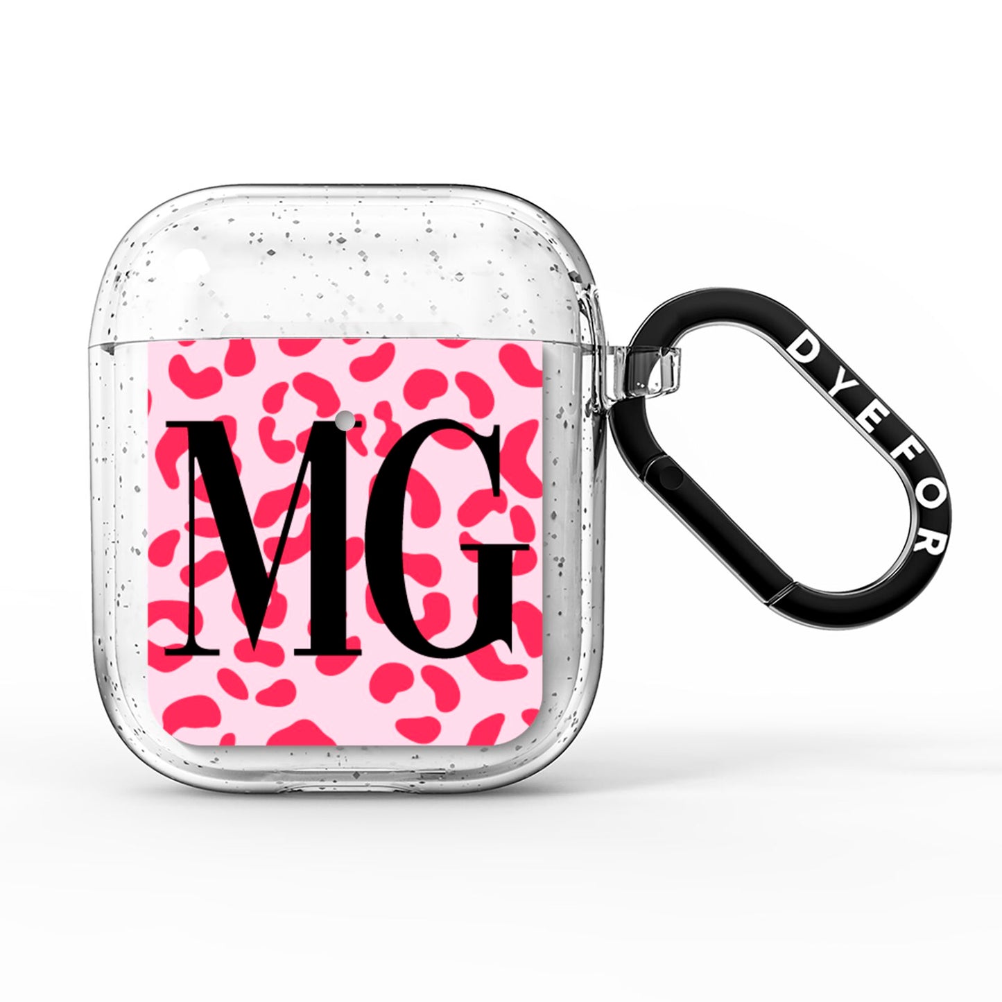 Personalised Leopard Print Initials AirPods Glitter Case