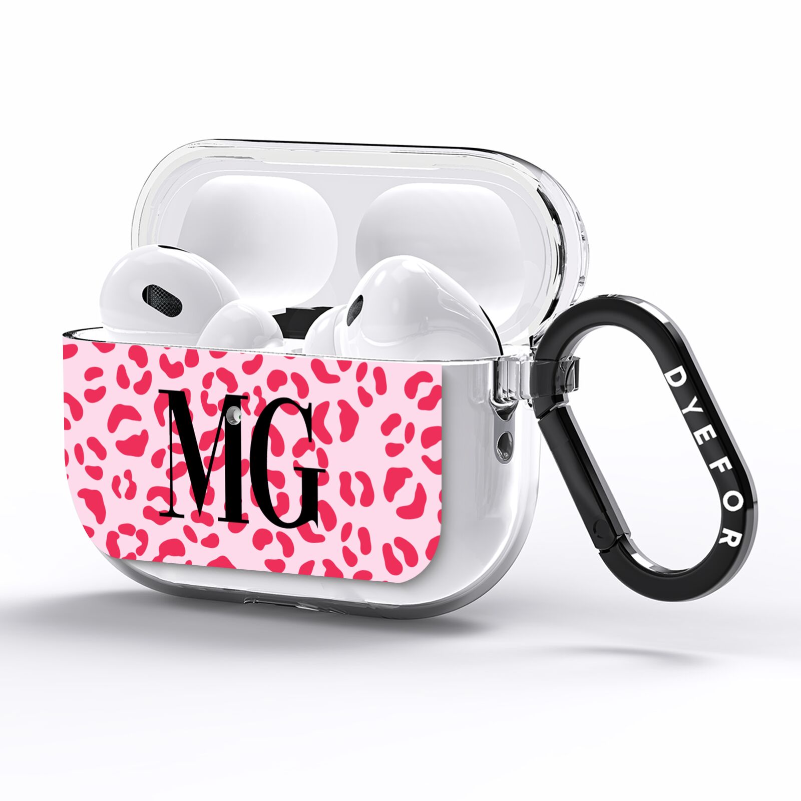 Personalised Leopard Print Initials AirPods Pro Clear Case Side Image