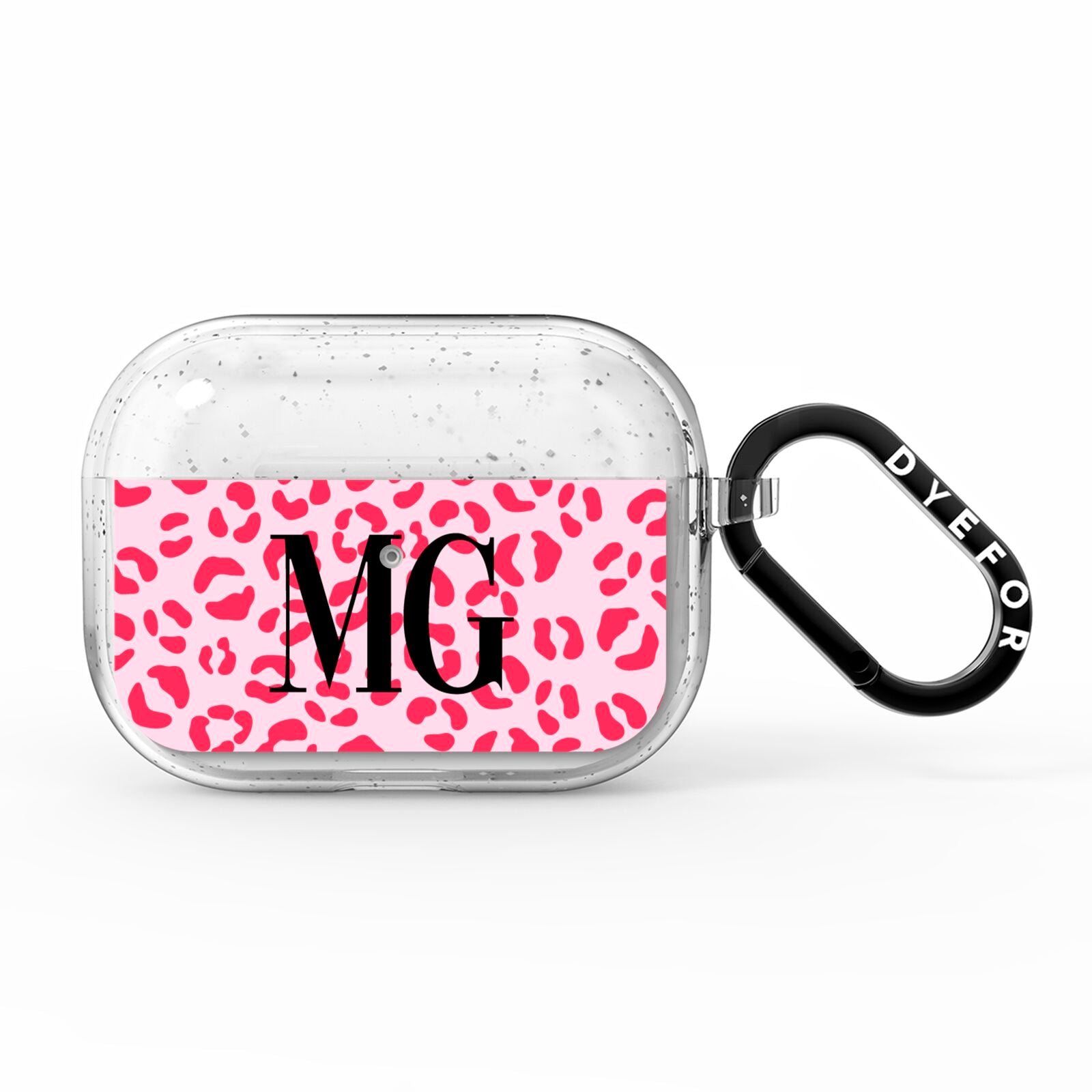 Personalised Leopard Print Initials AirPods Pro Glitter Case