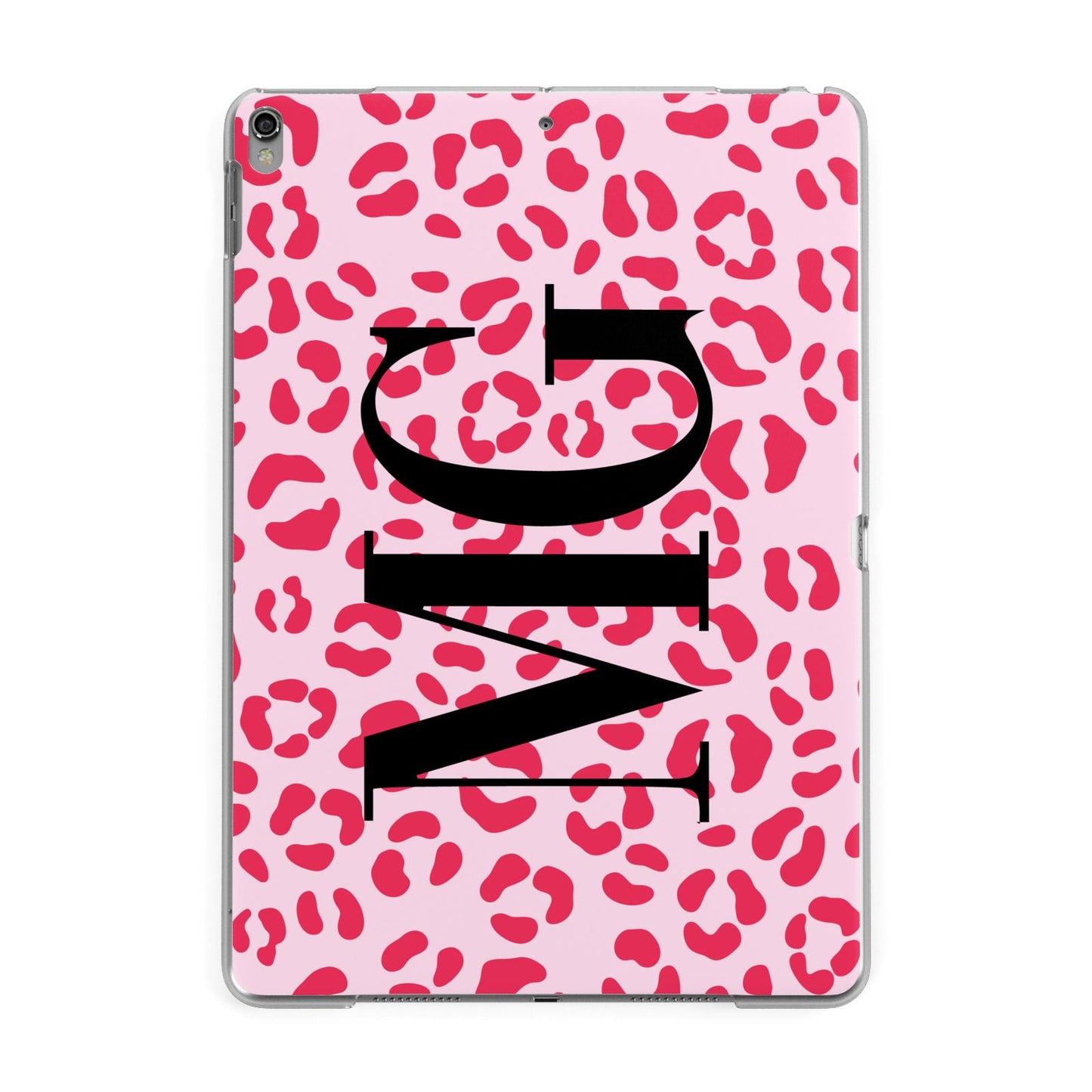 Personalised Leopard Print Initials Apple iPad Grey Case