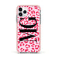 Personalised Leopard Print Initials Apple iPhone 11 Pro in Silver with Pink Impact Case