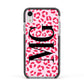 Personalised Leopard Print Initials Apple iPhone XR Impact Case Black Edge on Silver Phone